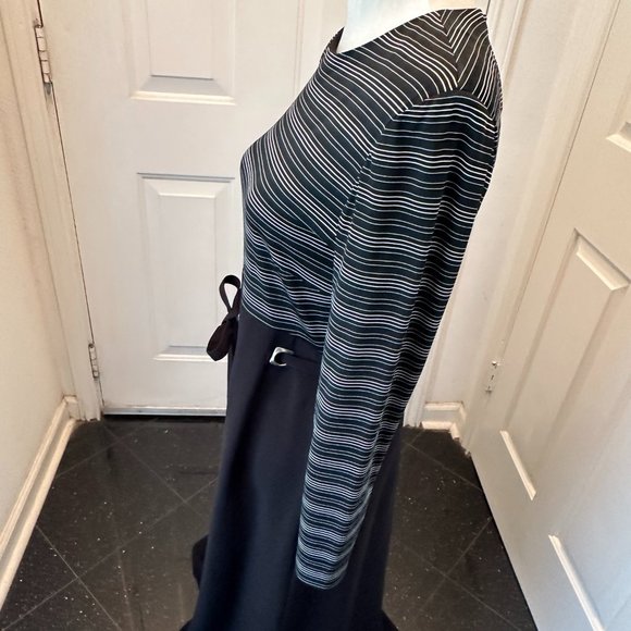 90's Vintage David Warren Black & White Long Sleeves Maxi Dress SZ 10 REDUCED! - Picture 6 of 13